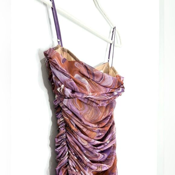 House of CB Ella Swirl Mesh Mini Dress in Purple Pink Swirl - Picture 10 of 12